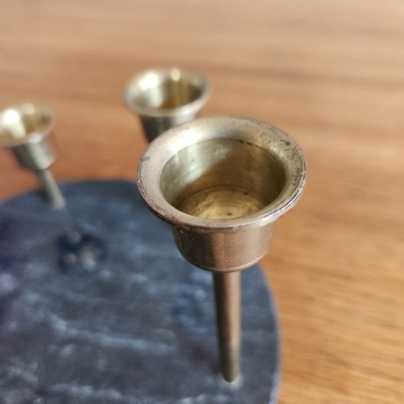 Vintage Himark Giftware Brass Graduated Candlestick Holders in Black Marble Base - Picture 10 of 11